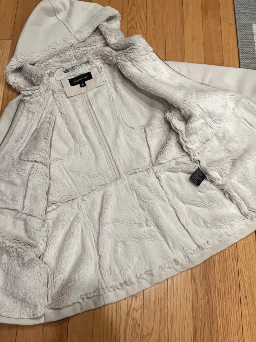 Jones New York Faux Suede And Fur Hooded Jacket Cream Size Small - Picture 4 of 8